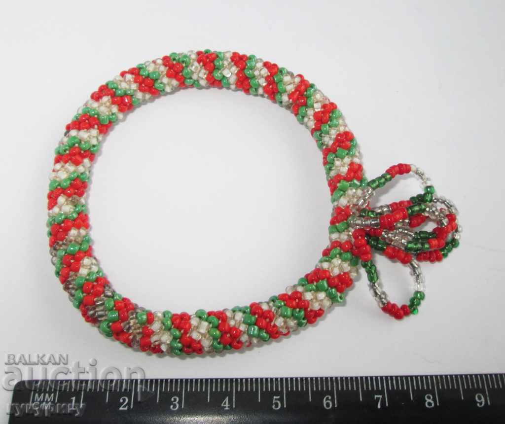 Old round beaded bracelet knitted with beads BG colors with price 30.00 BGN | € 15.34 Old round beaded bracelet knitted with beads BG colors with price 30.00 BGN | € 15.34