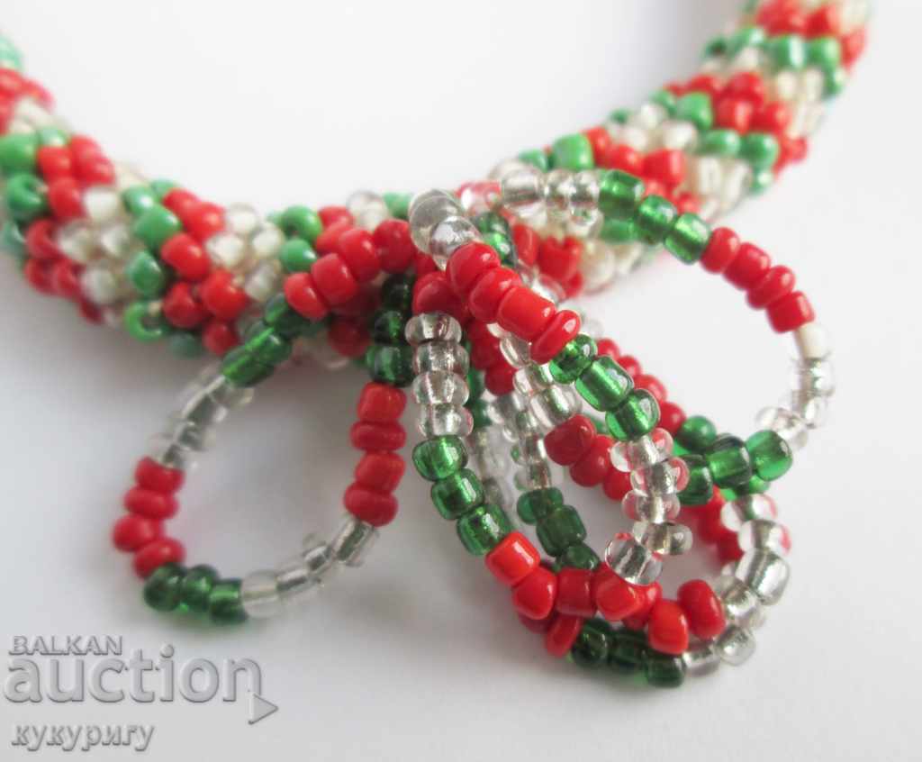 Auction Old round beaded bracelet knitted with beads BG colors Auction Old round beaded bracelet knitted with beads BG colors