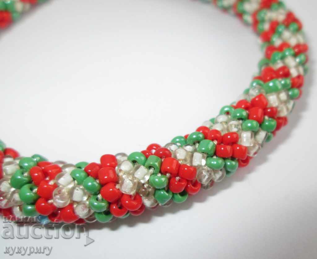 Old round beaded bracelet knitted with beads BG colors - 5 Old round beaded bracelet knitted with beads BG colors - 5
