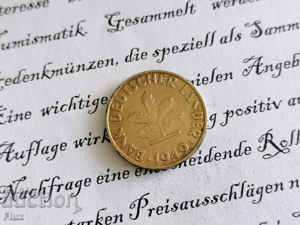 Coin - Germany - 10 pfennigs 1949; G series with price 4.75 BGN | € 2.43 Coin - Germany - 10 pfennigs 1949; G series with price 4.75 BGN | € 2.43