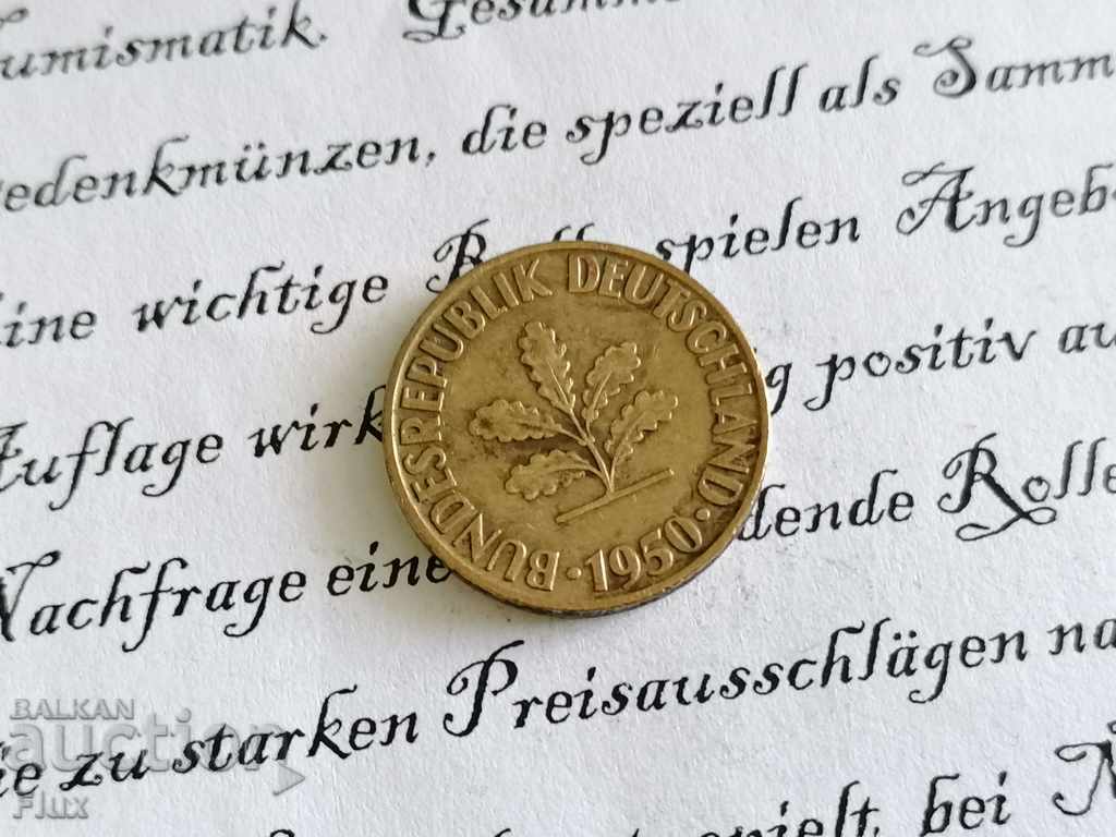 Coin - Germany - 10 pfennigs 1950; G series with price 1.45 BGN | € 0.74
