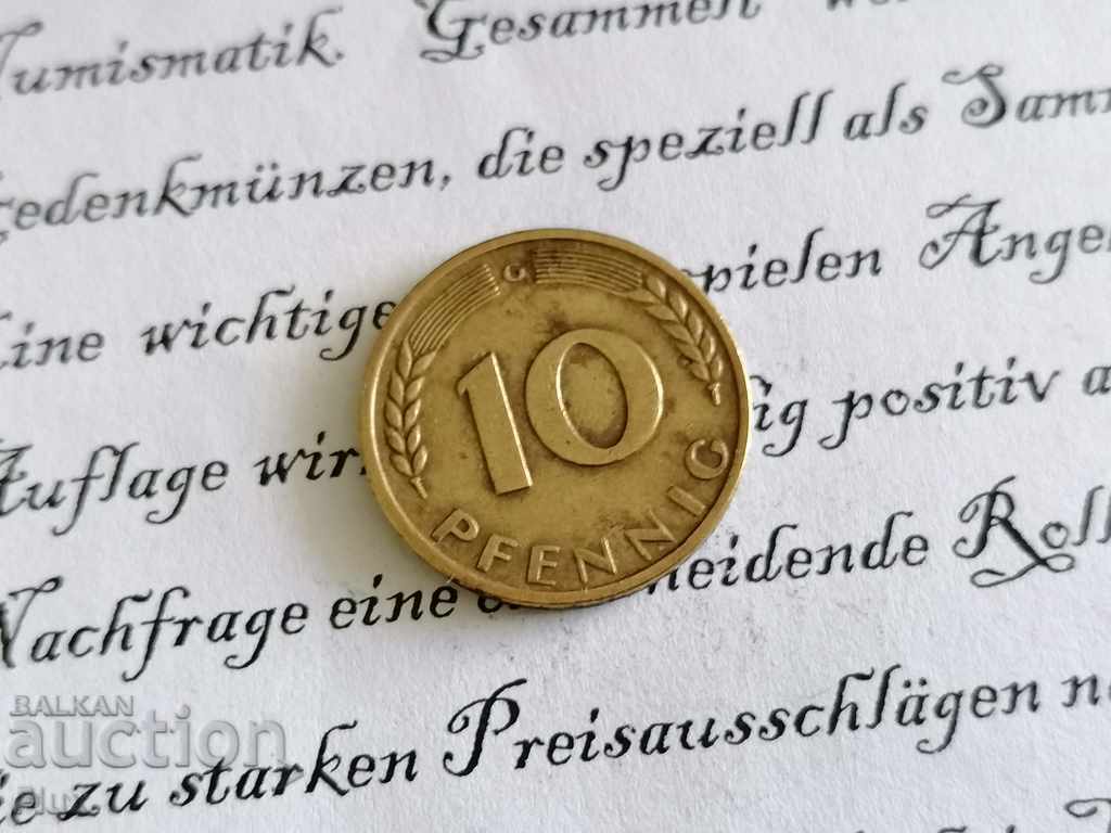 Coin - Germany - 10 pfennigs 1950; G series