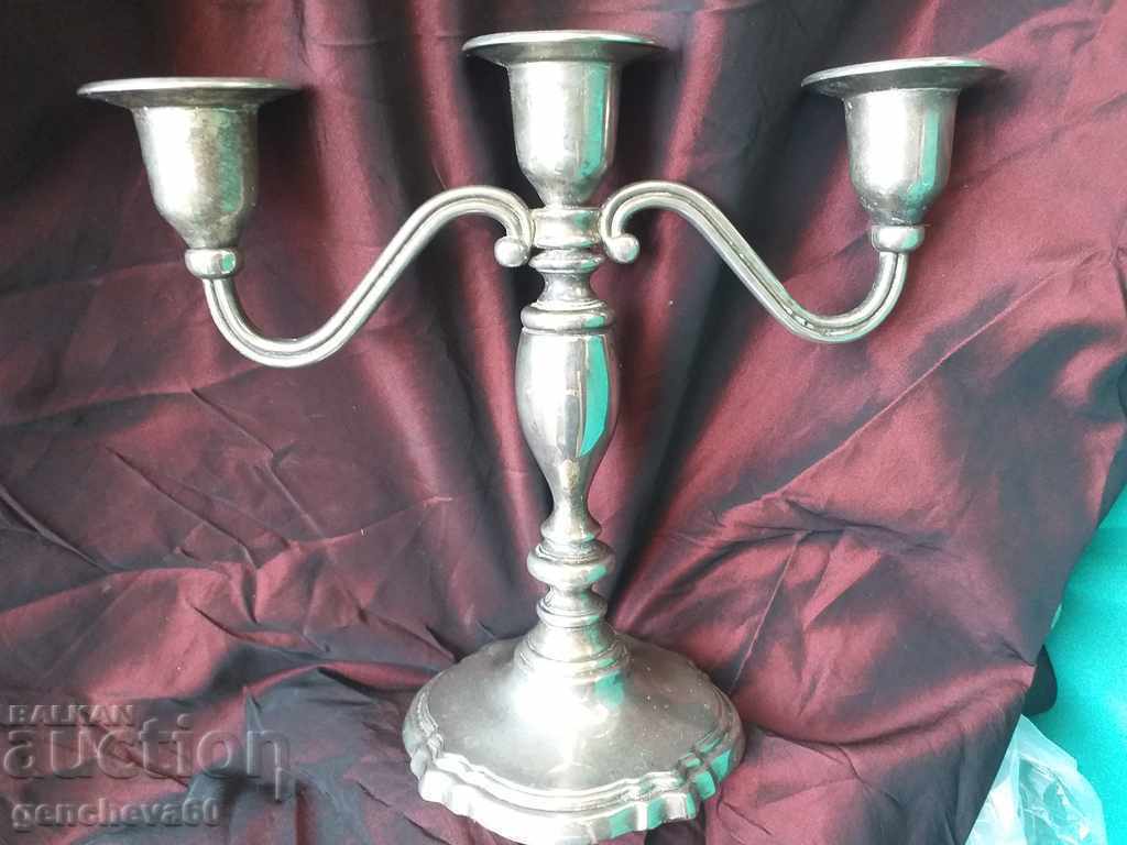 Candlestick in baroque style/ white metal