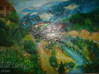 Frumos tablou Peisaj de munte, ulei, 34x48 cm