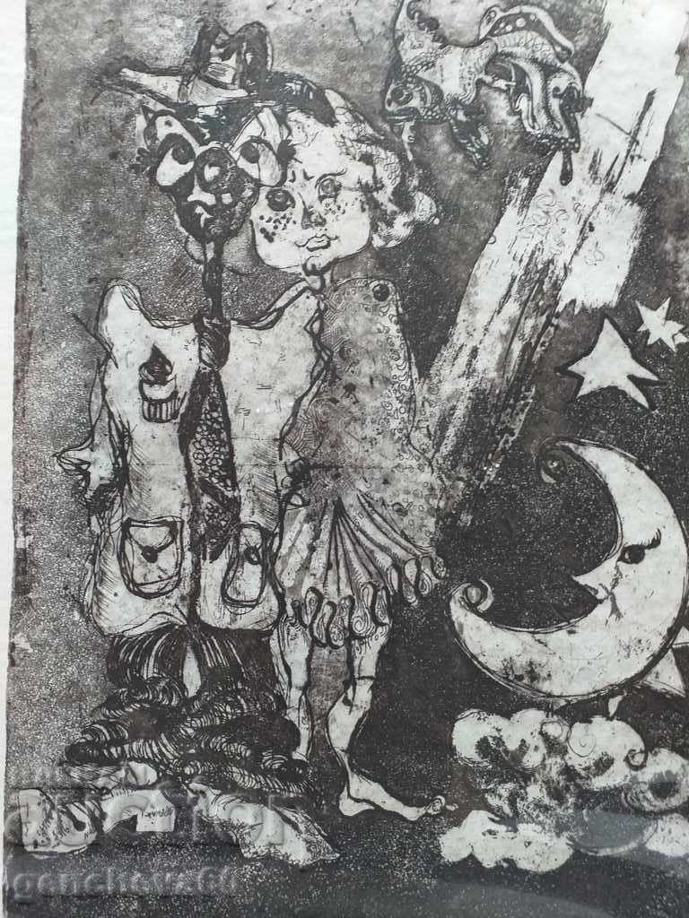 Graphics etching "Friends" Radostina Voynova with price 130.00 BGN | € 66.47 Graphics etching "Friends" Radostina Voynova with price 130.00 BGN | € 66.47