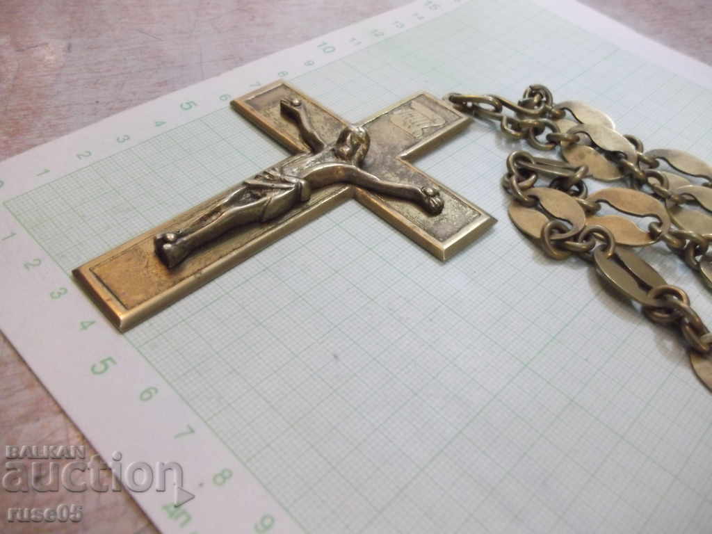 Chain with cross and crucifix old bronze - 192 g. - 6 Chain with cross and crucifix old bronze - 192 g. - 6