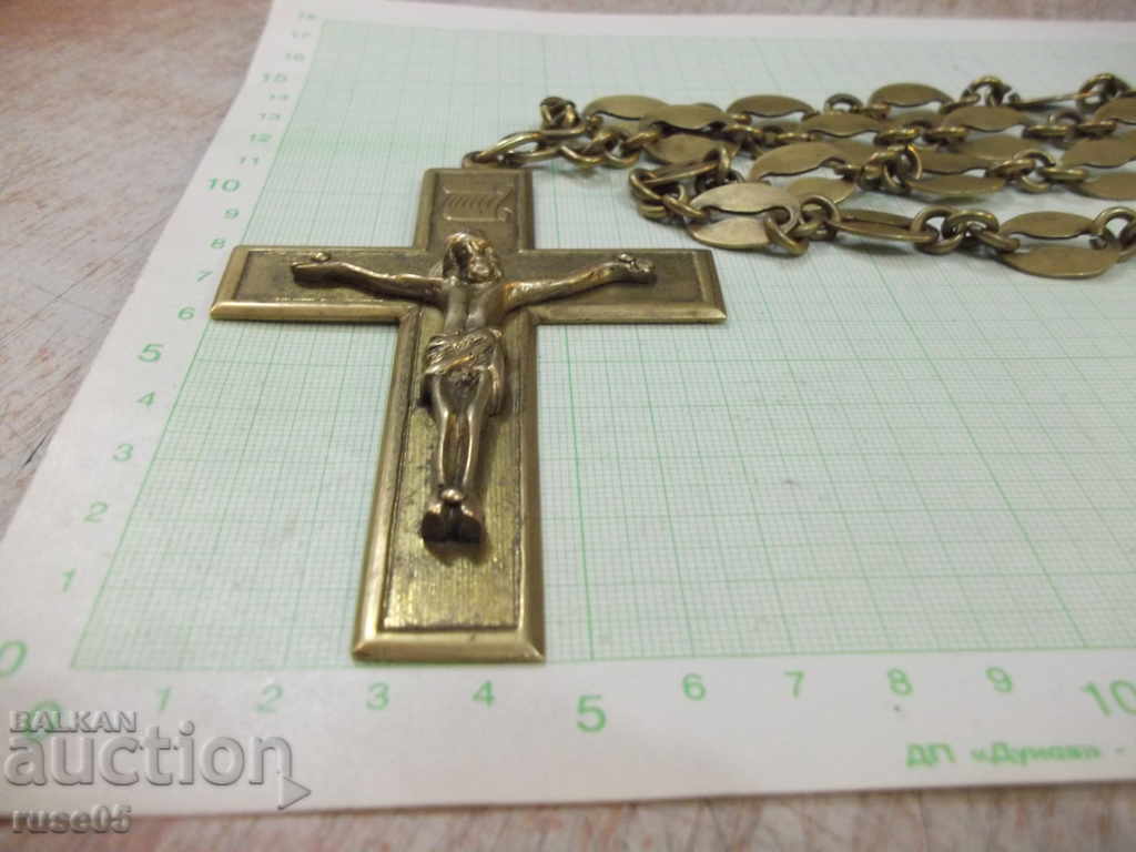 Chain with cross and crucifix old bronze - 192 g. - 7 Chain with cross and crucifix old bronze - 192 g. - 7