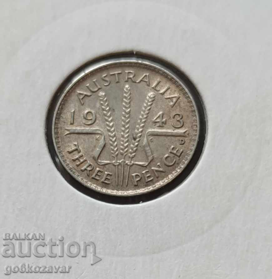 Australia 3 pence 1943 Silver. with price 7.90 BGN | € 4.04 Australia 3 pence 1943 Silver. with price 7.90 BGN | € 4.04