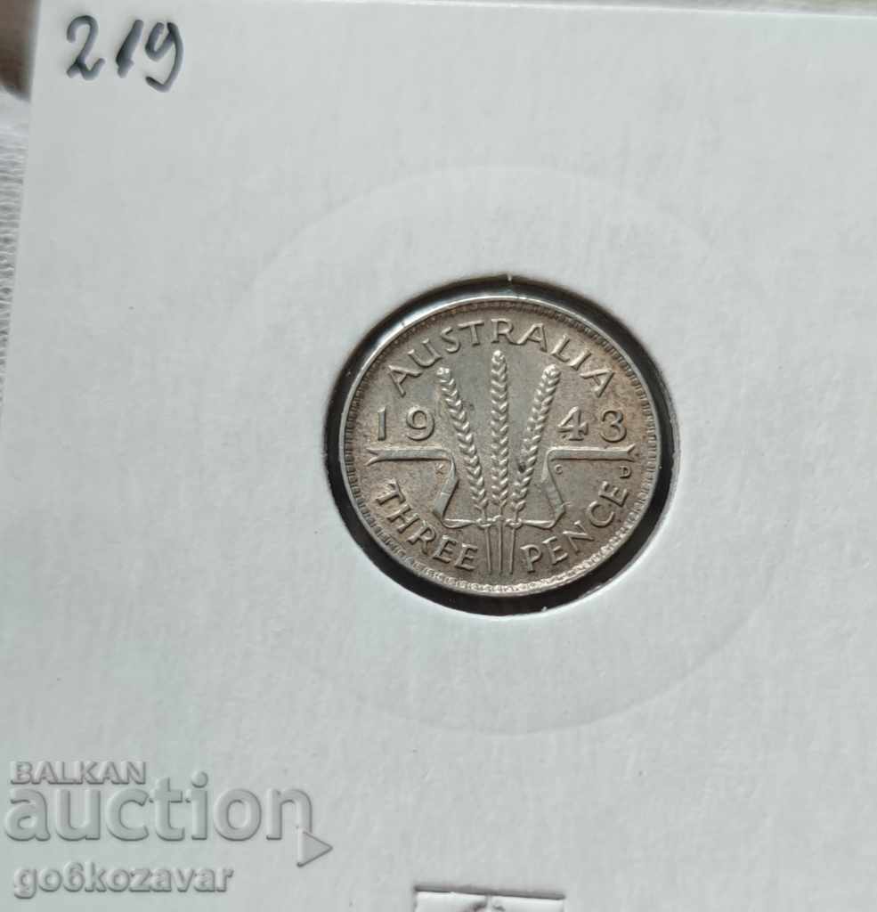 Australia 3 pence 1943 Argint. - 5 Australia 3 pence 1943 Argint. - 5