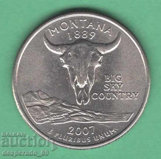 (¯`'•.¸   25 цента 2007 D  САЩ (Montana) aUNC  ¸.•'´¯)