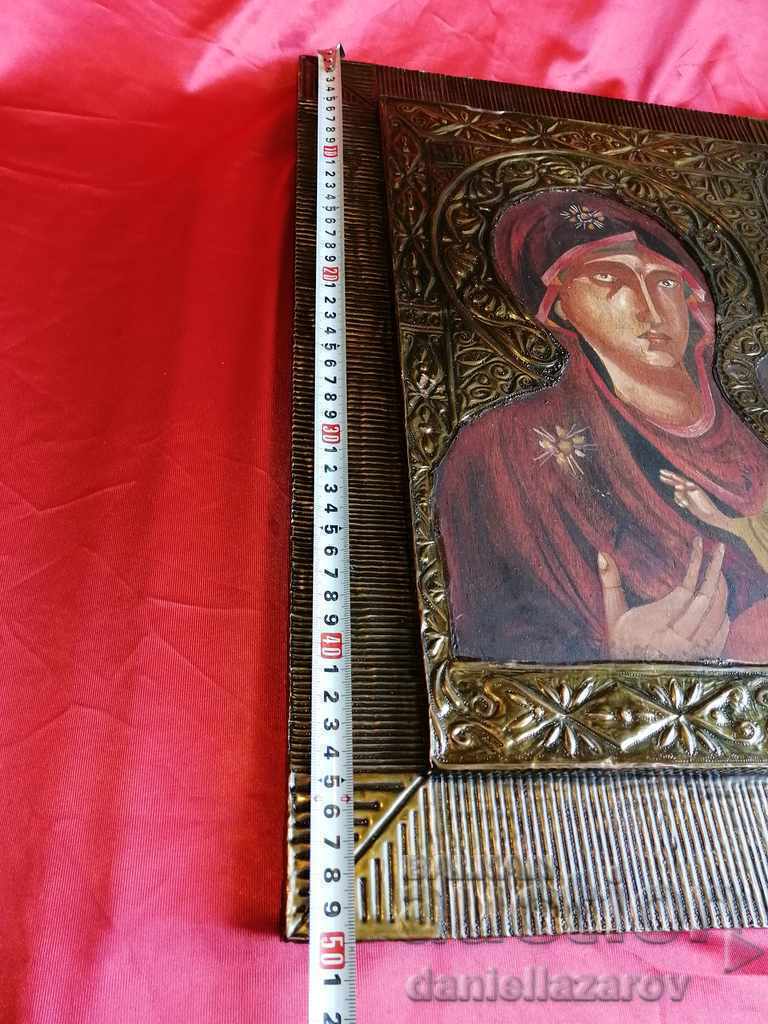 Unique Large Painted ICON Virgo and Baby - 5