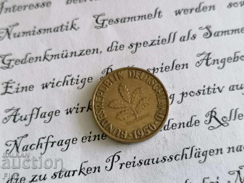 Coin - Germany - 10 pfennigs 1950; G series with price 1.00 BGN | € 0.51 Coin - Germany - 10 pfennigs 1950; G series with price 1.00 BGN | € 0.51