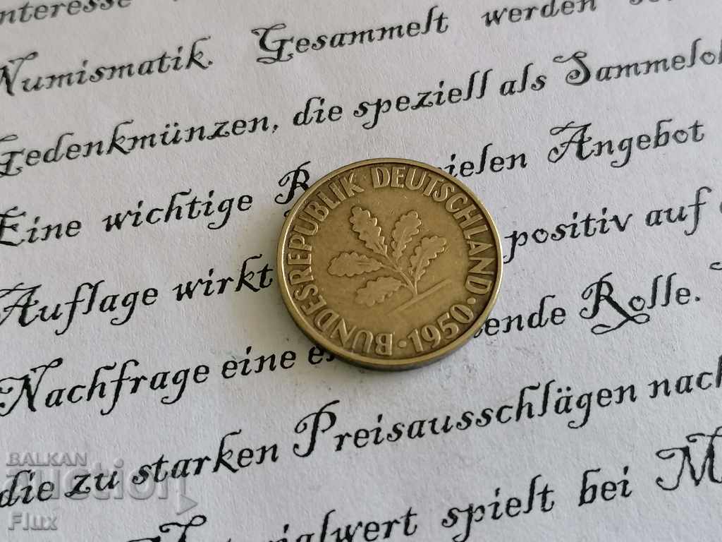 Coin - Germany - 10 pfennigs 1950; G series with price 1.00 BGN | € 0.51 Coin - Germany - 10 pfennigs 1950; G series with price 1.00 BGN | € 0.51
