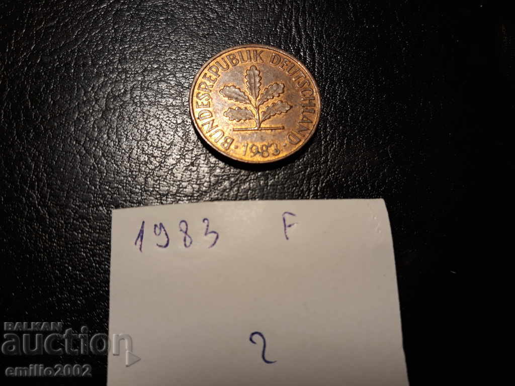 2 Pfening BDR F 1983 with price 0.49 BGN | € 0.25 2 Pfening BDR F 1983 with price 0.49 BGN | € 0.25