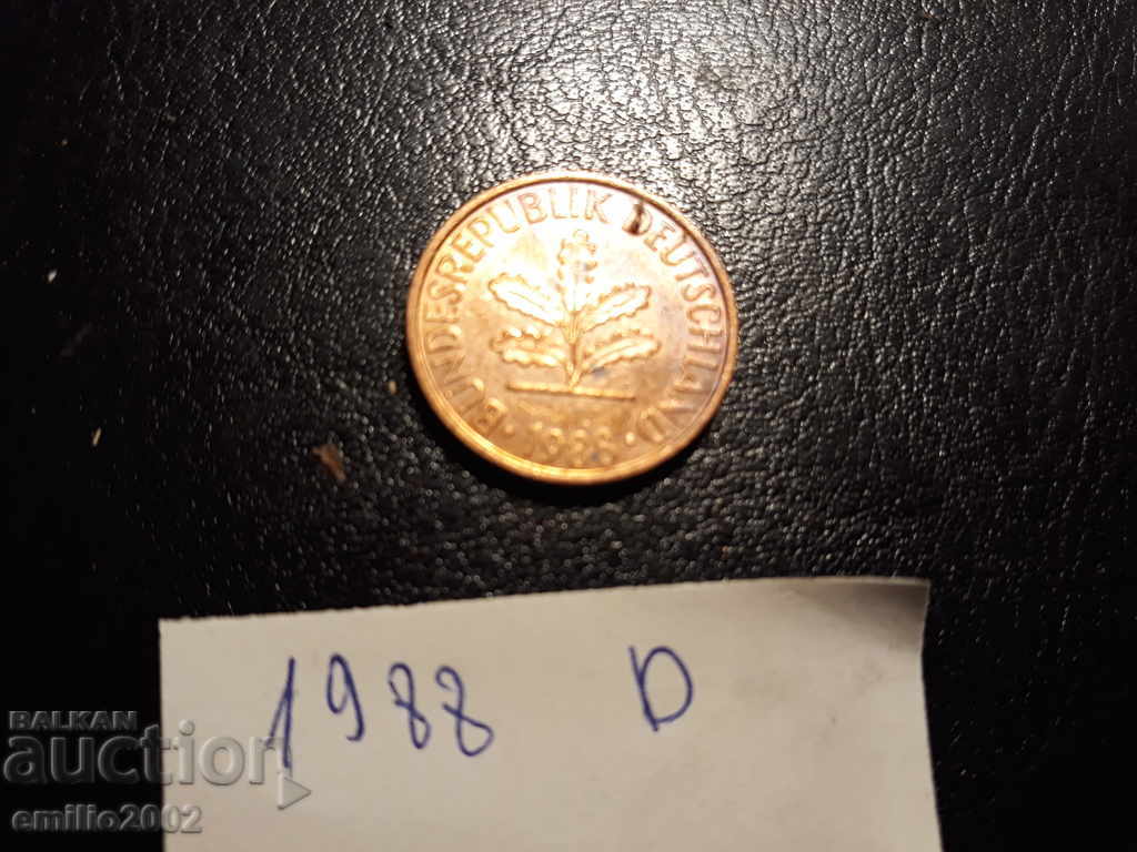 2 Pfening BDR D 1988 with price 0.49 BGN | € 0.25