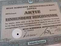 Action 100 reich marks | Hugo Schneider AG Leipzig | 1932
