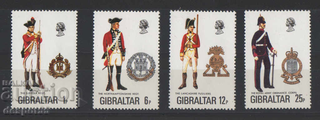 1976. Gibraltar. Uniforme militare.