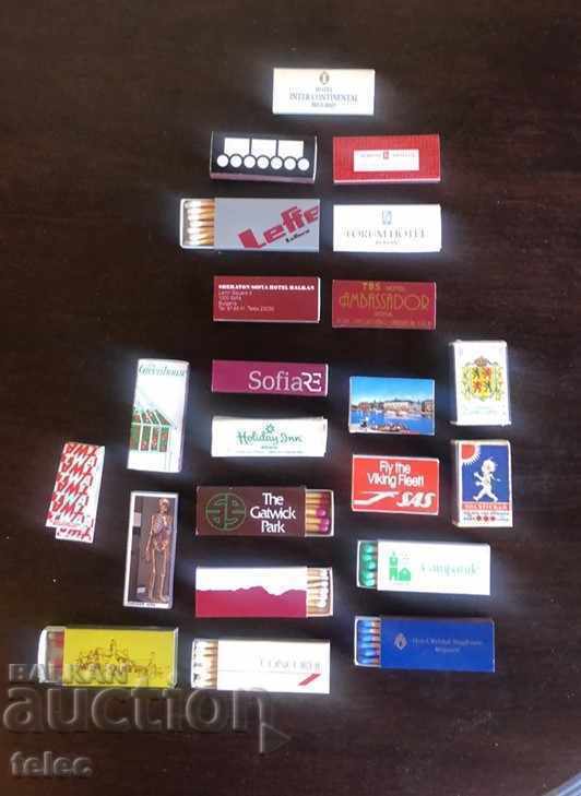 Set of small match boxes from different countries