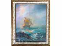 "At the end of the storm" seascape, painting