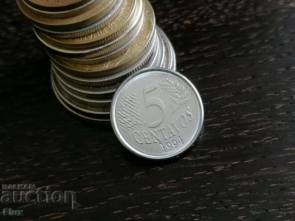 Монета - Бразилия - 5 центавос | 1994г.