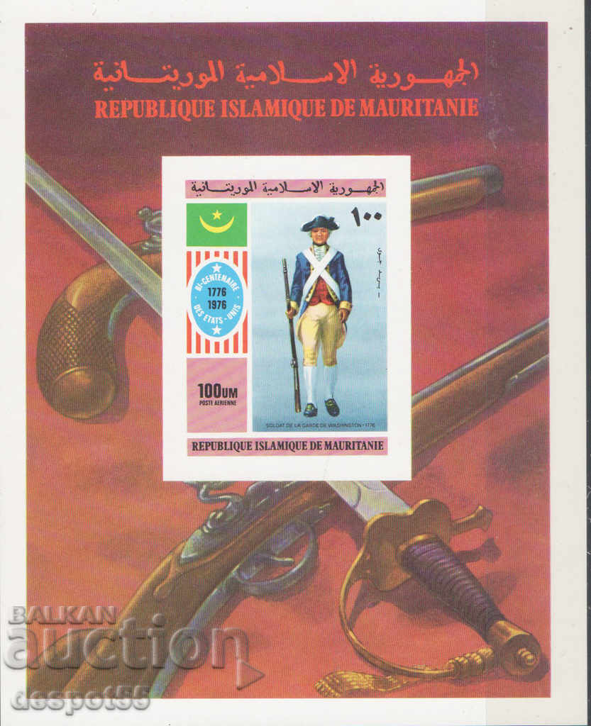 1976. Mauritania. 200 years of US independence. Block.