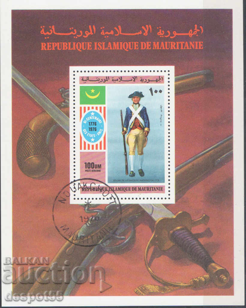 1976. Mauritania. 200 years of US independence. Block.