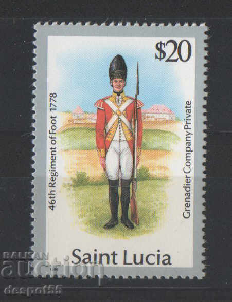 1988. Sfânta Lucia. Uniforme militare.