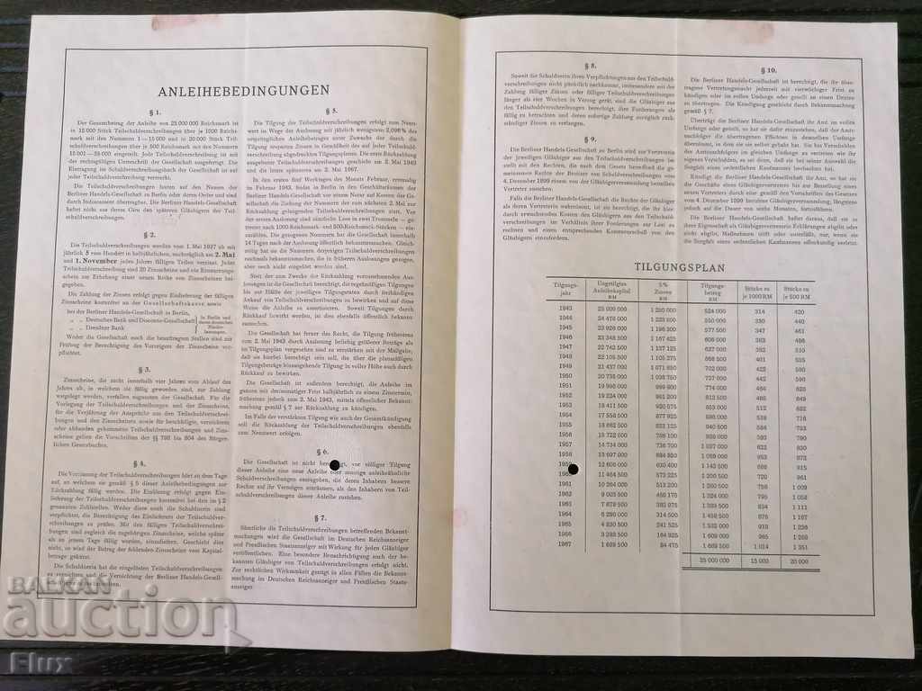 Reich bond 500 marks German Gas Company 1937 - 5