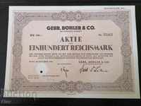 Action for 100 Reich marks Gebr. Böhler & CO. AG | 1939
