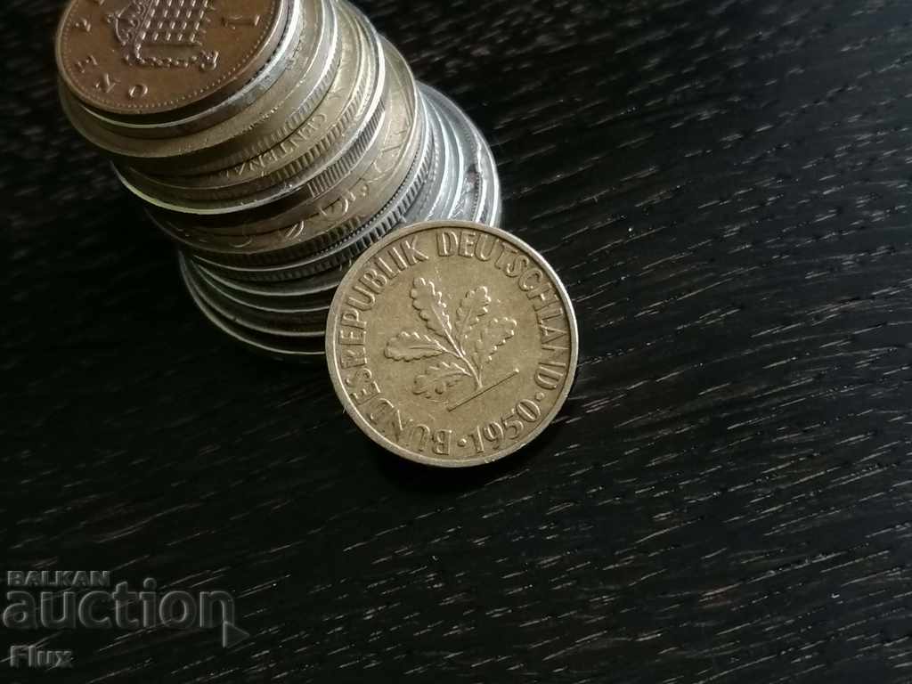 Coin - Germany - 10 Pfennig | 1950; Series D with price 1.00 BGN | € 0.51 Coin - Germany - 10 Pfennig | 1950; Series D with price 1.00 BGN | € 0.51