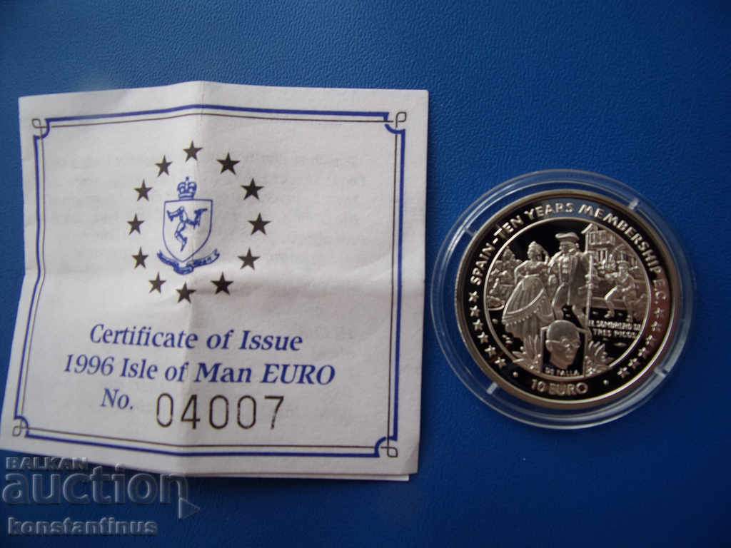 Аукцион о.Ман 10 год.Испания в ЕС 10 Евро 1996 PROOF UNC Аукцион о.Ман 10 год.Испания в ЕС 10 Евро 1996 PROOF UNC