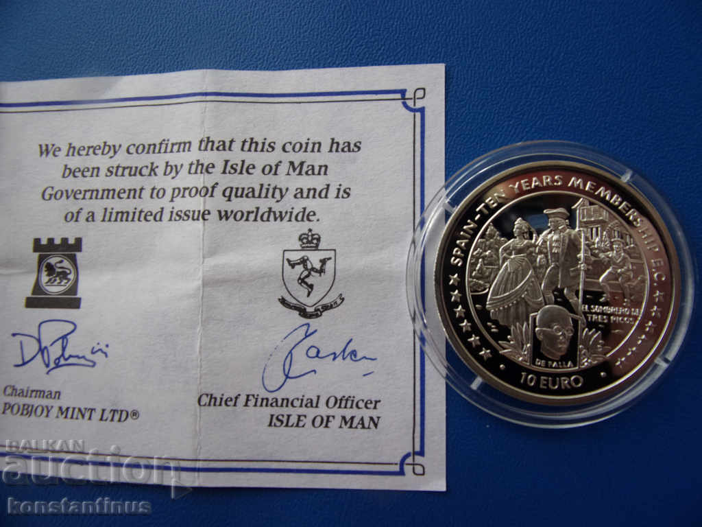 Доставка на о.Ман 10 год.Испания в ЕС 10 Евро 1996 PROOF UNC Доставка на о.Ман 10 год.Испания в ЕС 10 Евро 1996 PROOF UNC