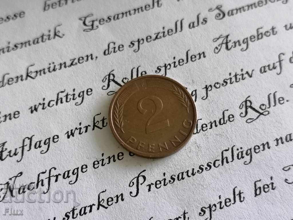 Монета - Германия - 2 пфенига | 1971г.; серия F