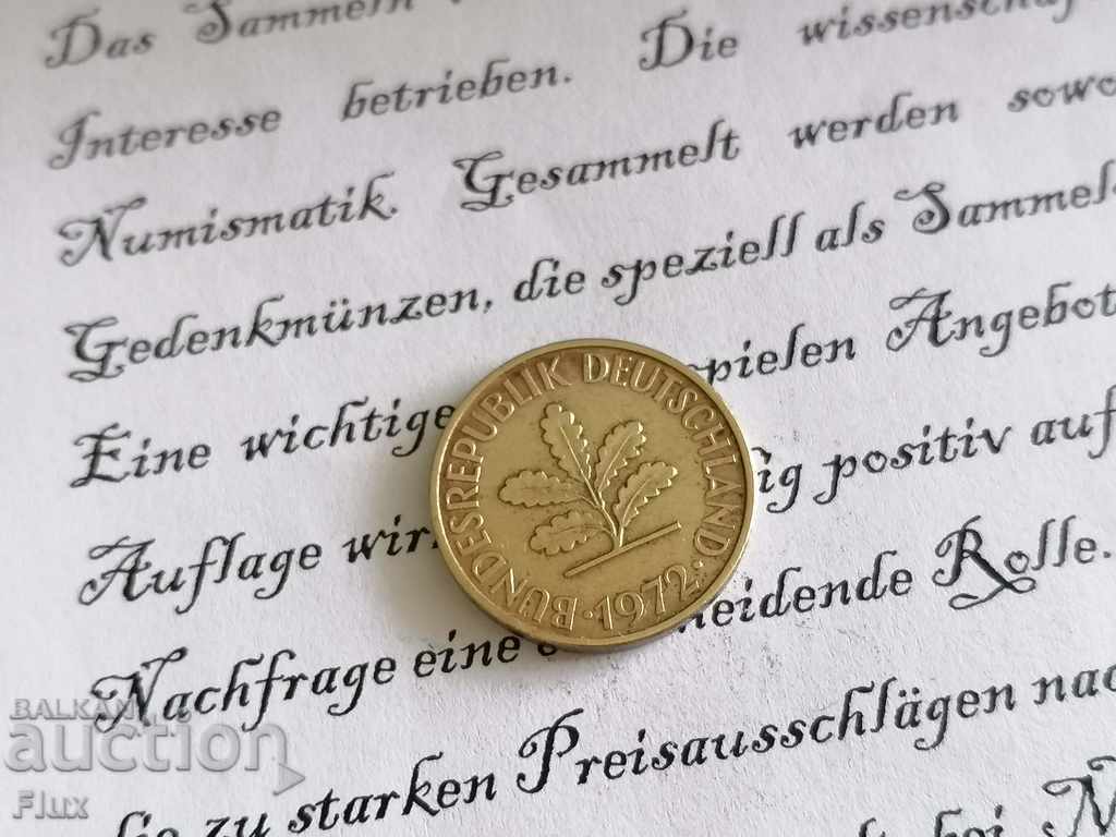 Coin - Germany - 10 pfennigs 1972; D series with price 0.85 BGN | € 0.43 Coin - Germany - 10 pfennigs 1972; D series with price 0.85 BGN | € 0.43