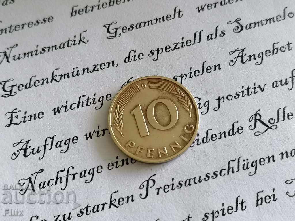 Монета - Германия - 10 пфенига | 1972г.; серия D