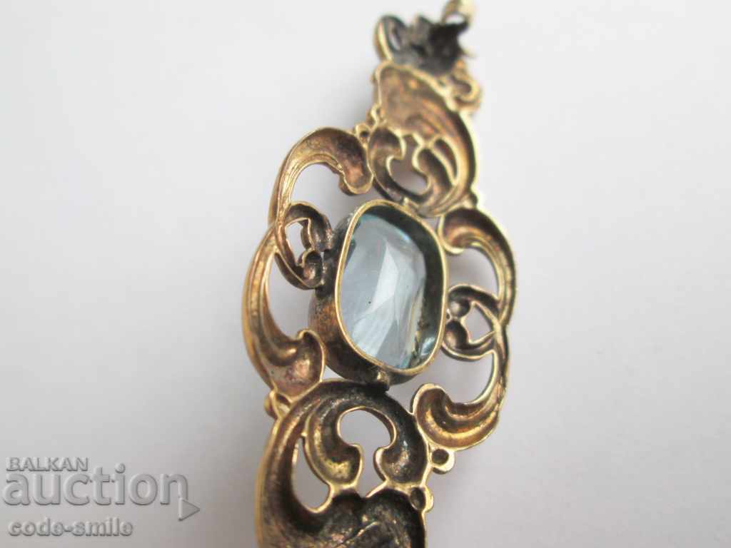 Broșă de artă frumoasă pentru femei bătrâne aurite Art Nouveau - 6