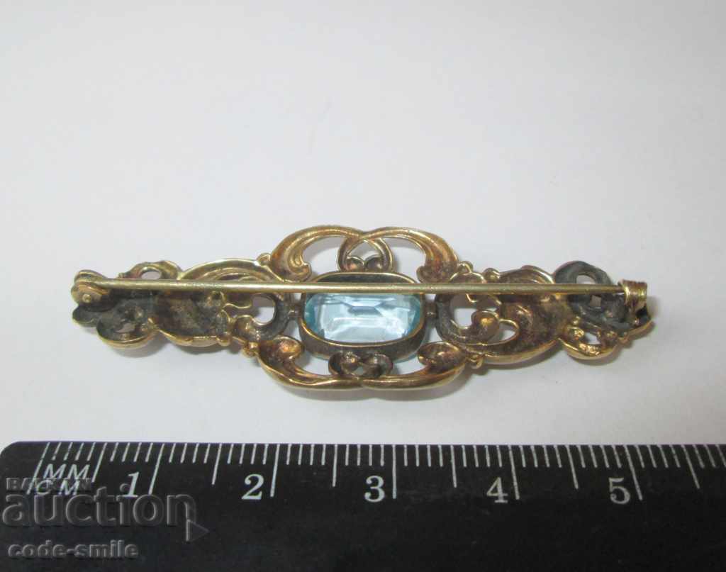 Broșă de artă frumoasă pentru femei bătrâne aurite Art Nouveau - 7