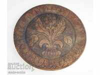 Old Renaissance wooden plate carving ethnography