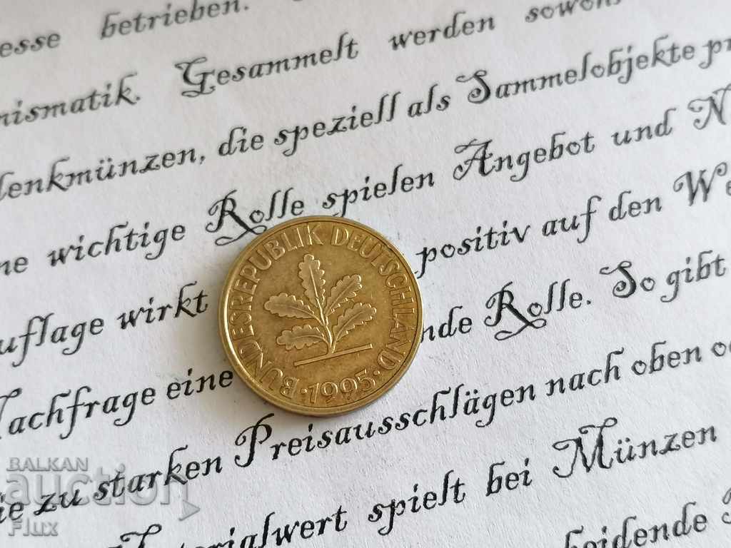 Coin - Germany - 10 pfennigs 1995; D series with price 0.85 BGN | € 0.43