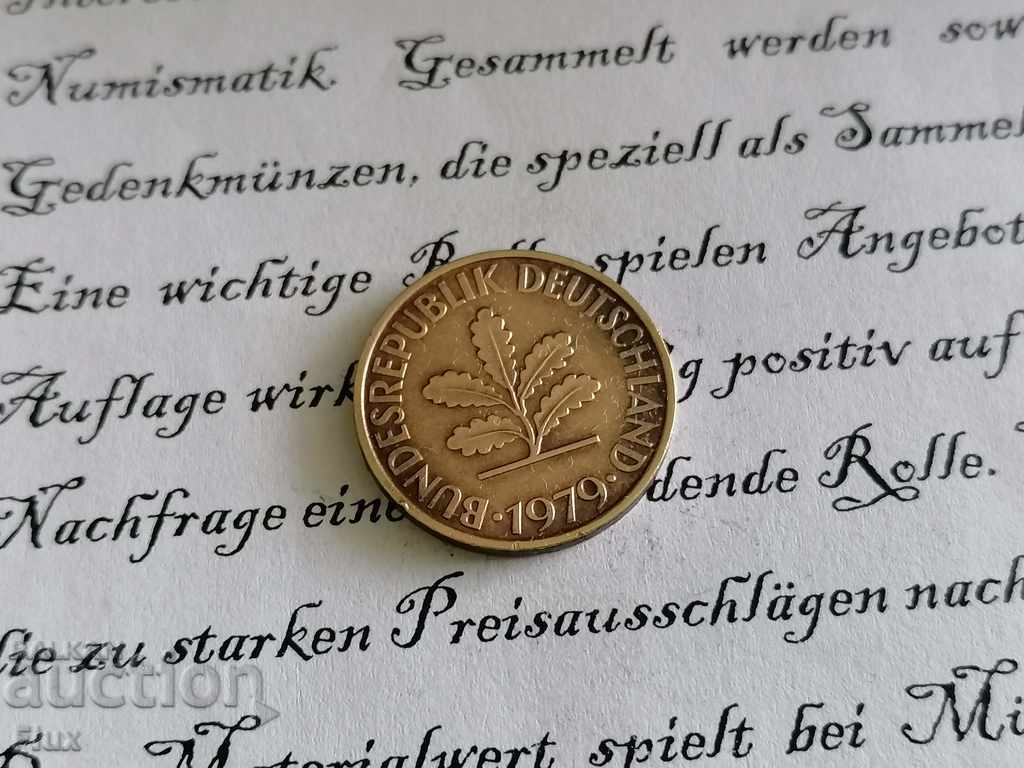 Coin - Germany - 10 pfennigs 1979; F series with price 0.70 BGN | € 0.36 Coin - Germany - 10 pfennigs 1979; F series with price 0.70 BGN | € 0.36