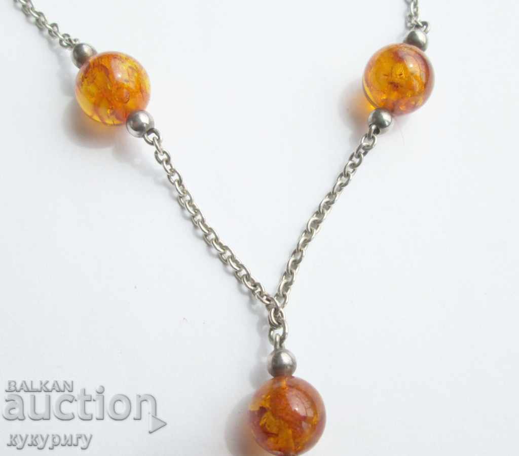 Set of artistic women's necklace earrings amber silver 925 - 5 Set of artistic women's necklace earrings amber silver 925 - 5