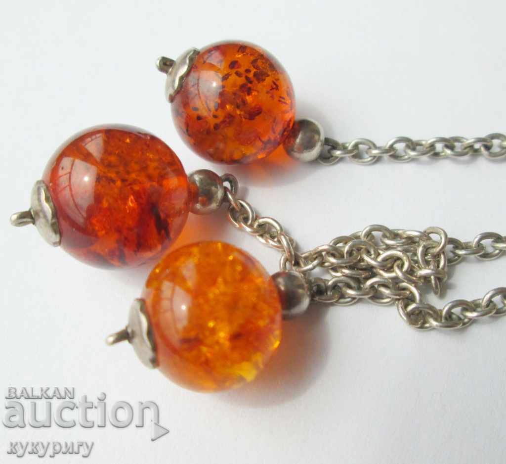 Set of artistic women's necklace earrings amber silver 925 - 6 Set of artistic women's necklace earrings amber silver 925 - 6