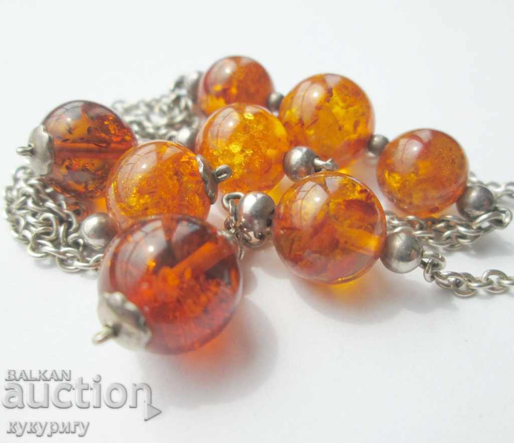 Set of artistic women's necklace earrings amber silver 925 - 7 Set of artistic women's necklace earrings amber silver 925 - 7