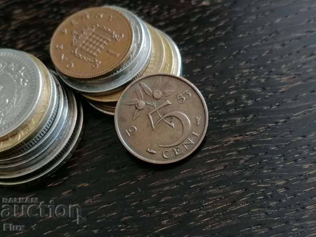 Монета - Холандия - 5 цента | 1953г.