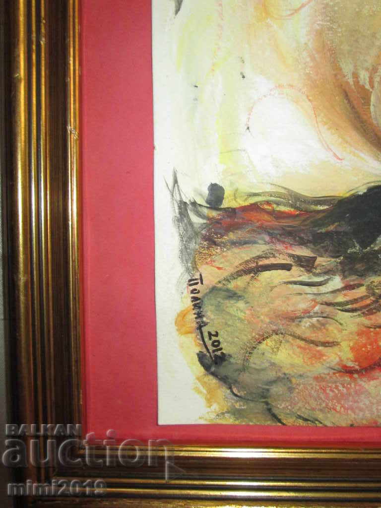 Picture, mixed media, signed-35x26 cm, framed with price 28.00 BGN | € 14.32