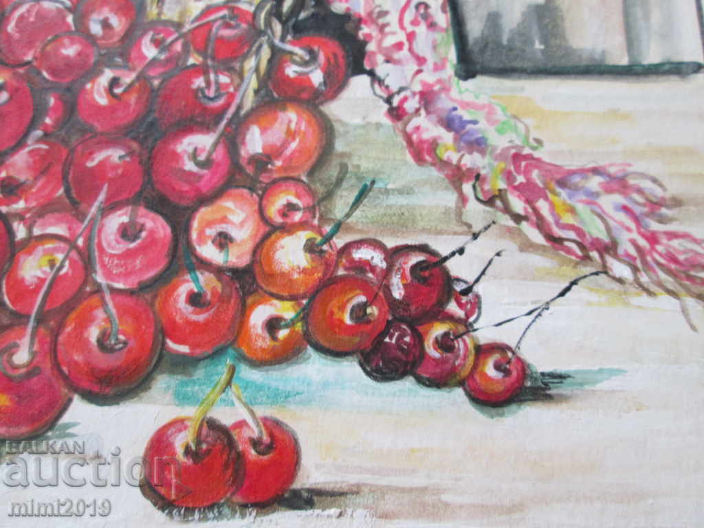 Auction Painting, watercolor, cherries, signed-36x29cm Auction Painting, watercolor, cherries, signed-36x29cm
