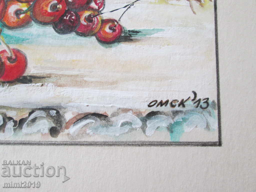 Delivery of Painting, watercolor, cherries, signed-36x29cm Delivery of Painting, watercolor, cherries, signed-36x29cm