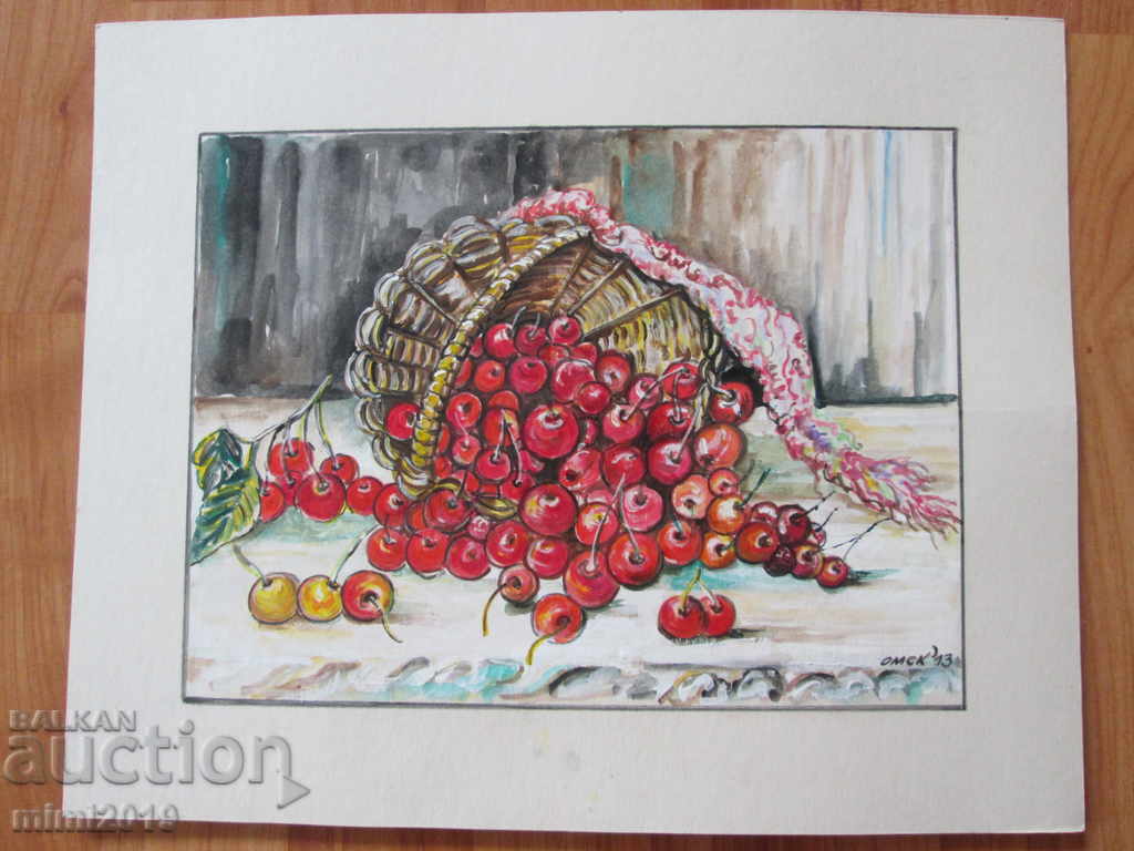 Painting, watercolor, cherries, signed-36x29cm - 6 Painting, watercolor, cherries, signed-36x29cm - 6