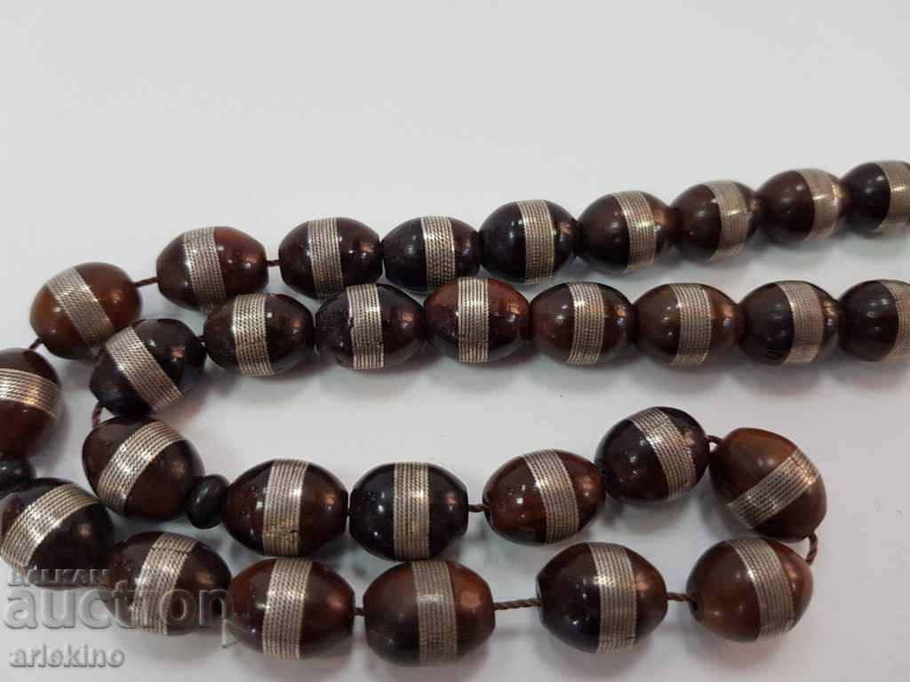 Beautiful old rosary made of wood and silver 20th century with price 280.00 BGN | € 143.16