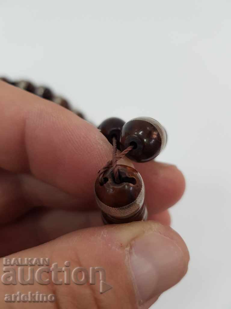 Auction  Beautiful old rosary made of wood and silver 20th century